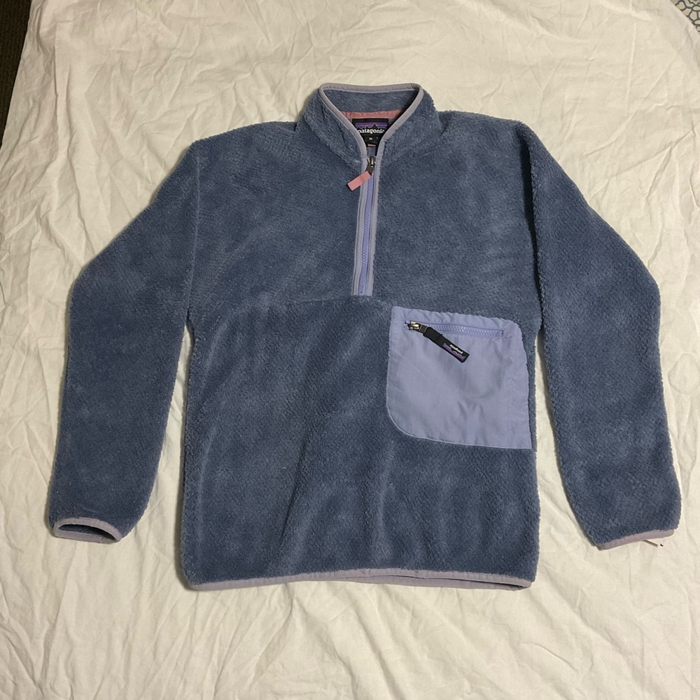 Patagonia Blue and Purple Zip Up Sweater